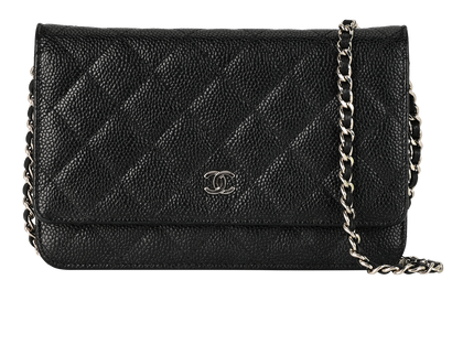 Wallet On Chain, &pound;2,200, Handbags, Black, Caviar Leather, Front view